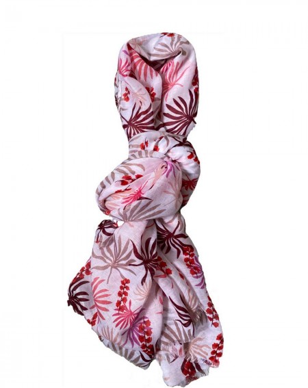 Foulard fantaisie pour femmes à motif floral rose et rouge